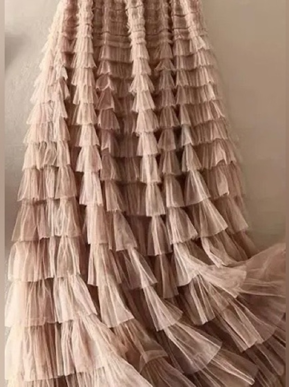 Nude Tiered Tulle Skirt-sz Lg